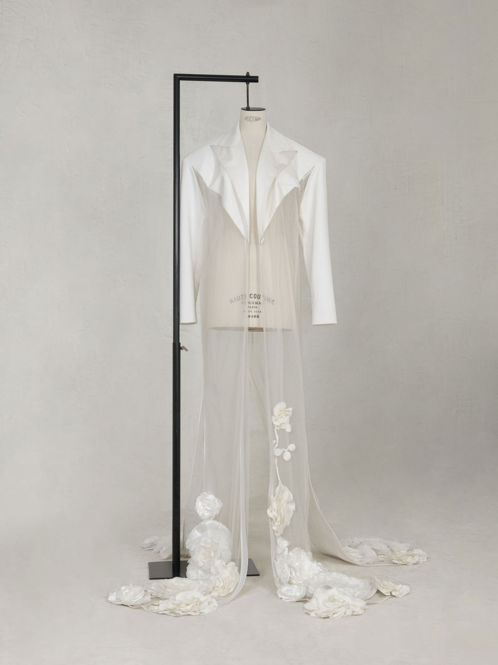 Savage by Boni couture silk coat with oversized roses side view
