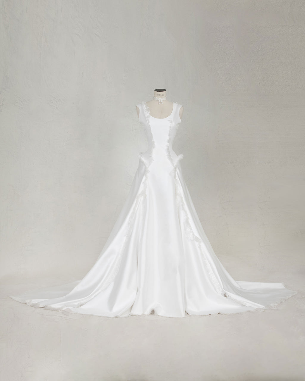 Savage by Boni butterfly bridal gown in silk brocade side view