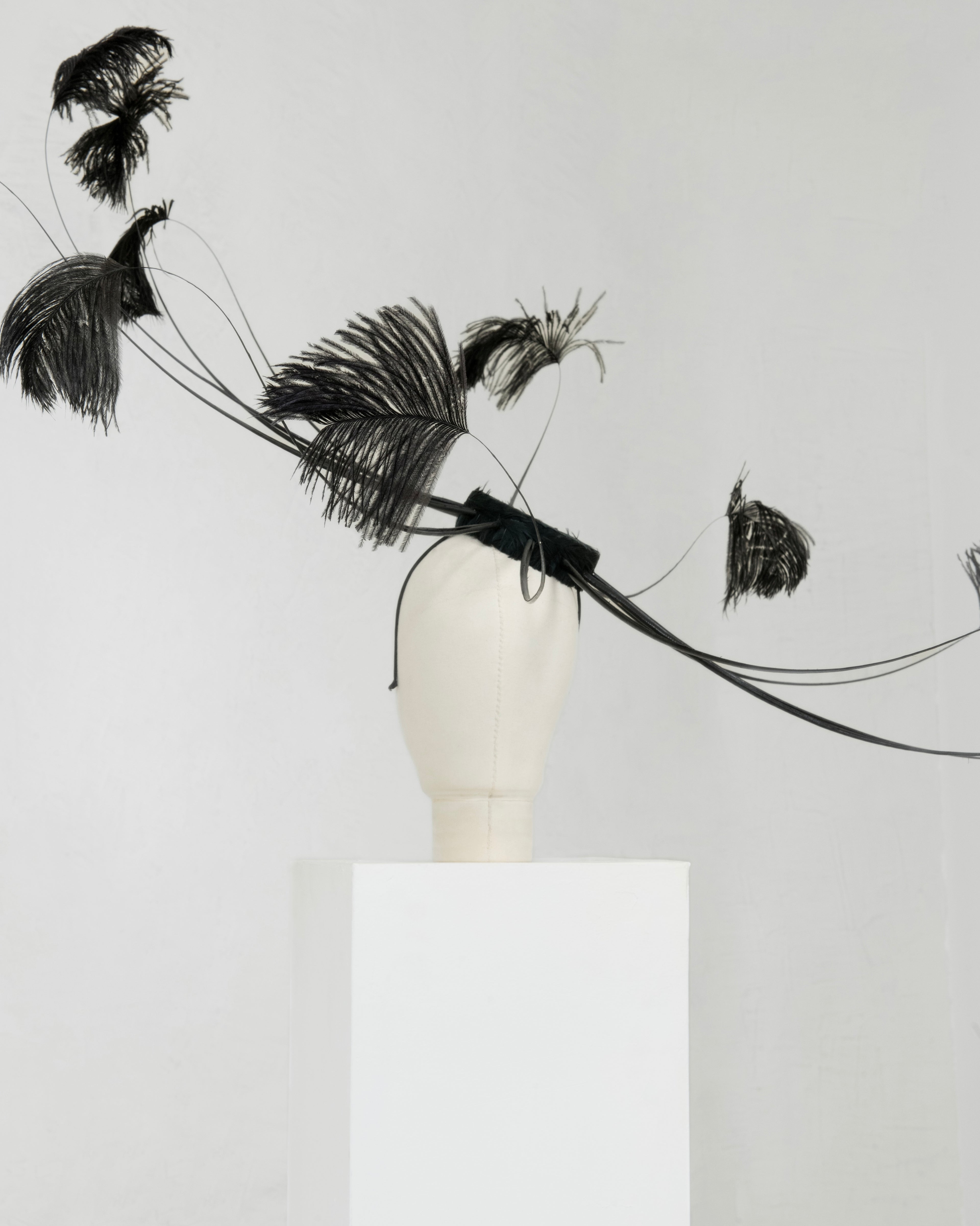 Savage by Boni feather couture hat in black detail shot