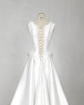 Savage by Boni butterfly bridal gown in silk brocade front view